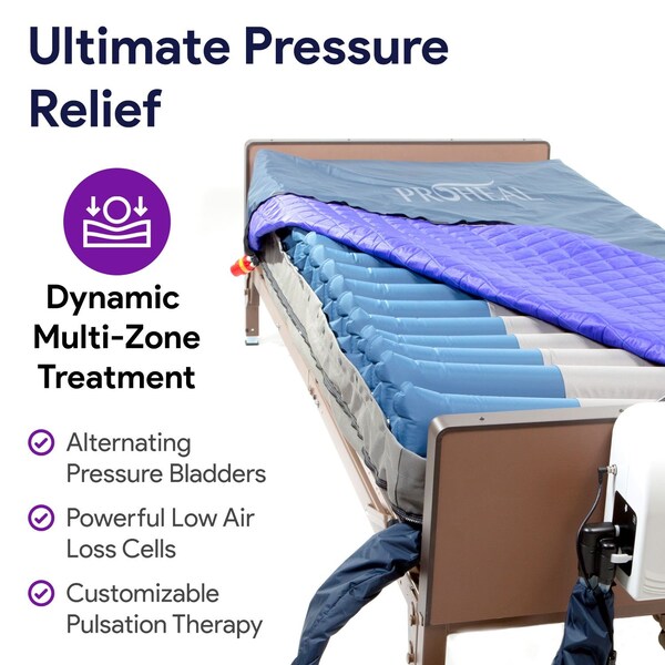 Low Air Loss Mattress Sys W/Alterntng Pressure And Pulsation W/Raised Foam Side Rails 42x80x8/11